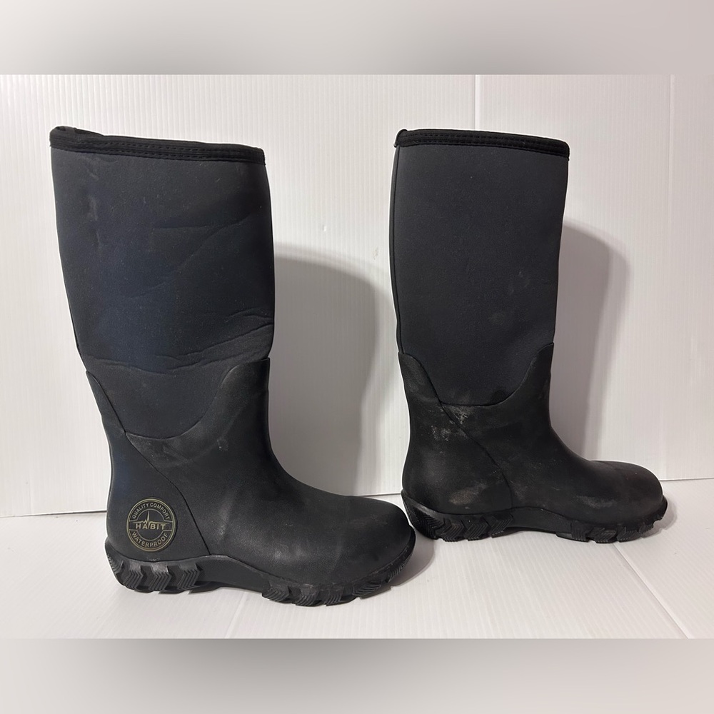 Habit black waterproof rain hunting outdoor boots men size 7